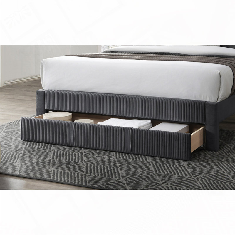 Grand lit avec rangement, Gris anthracite
