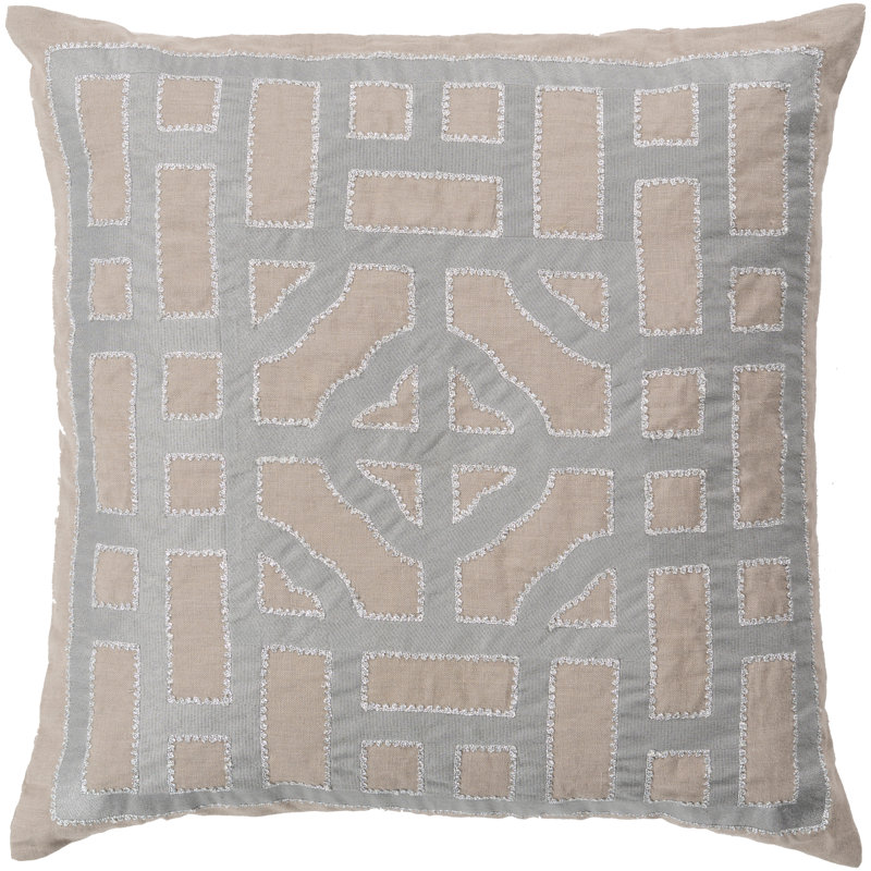  Down Linen Throw Pillow, Taupe/Gray, 18" H x 18" W