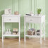 Ensemble de 2 tables de chevet en tissu avec tablette ouverte, petite table de chevet pour chambre à coucher, salon ou dortoir