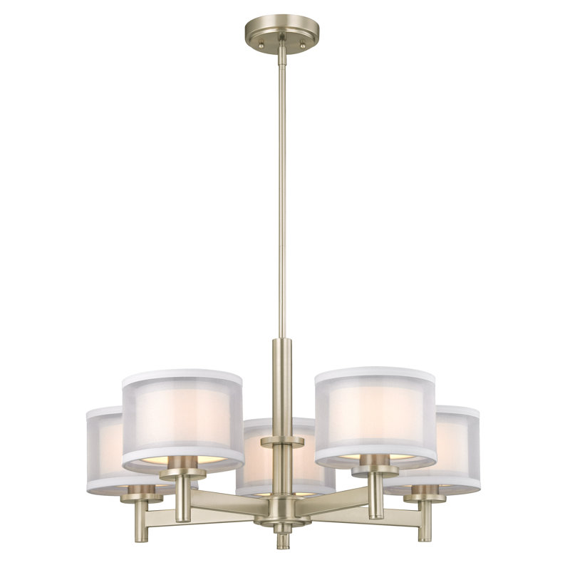 Lustre classique / traditionnel à 5 lumières Jarrett, Nickel satiné