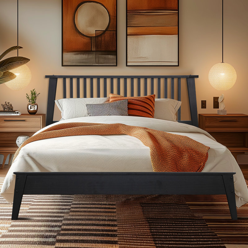 Kristoffer Premium Solid Wood Platform Bed Frame with Headboard – 800 lb Capacity, No Box Spring Needed, Fits All Mattresses