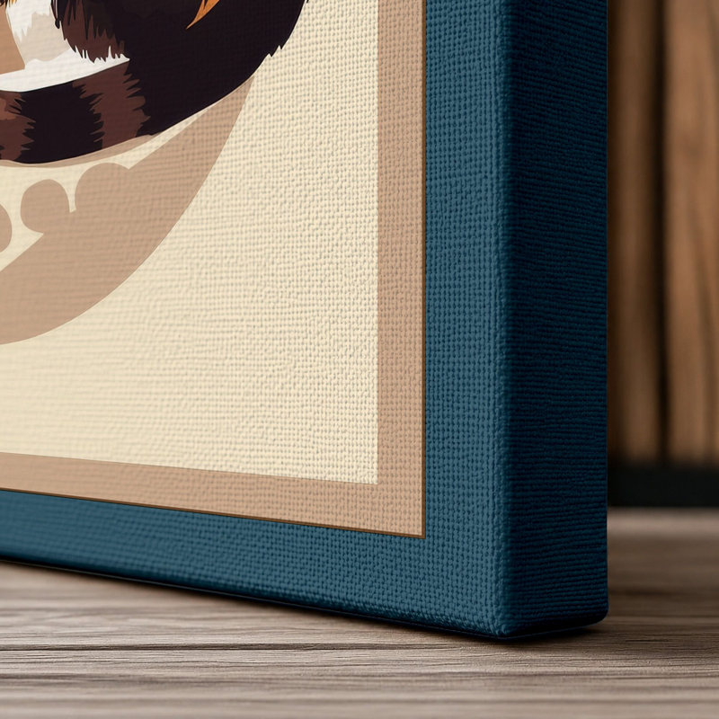 Sleeping Cat in Sage Boho - Wrapped Canvas, 24x16 - 61.0 x 40.6 cm, Teal Border