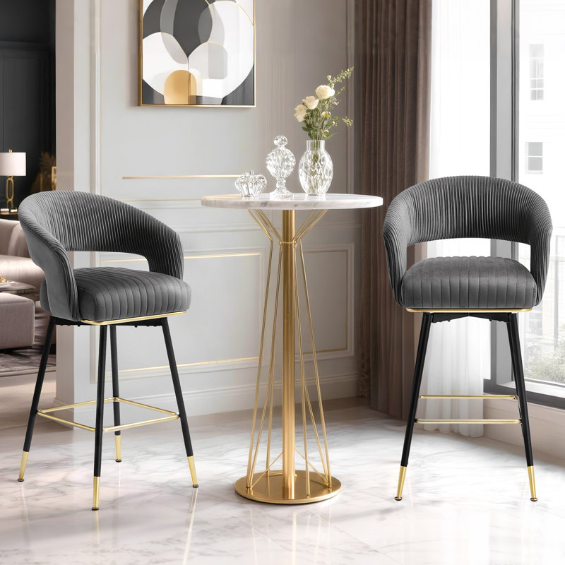Tabouret de bar rotatif 29,5 po Roellig, Gris