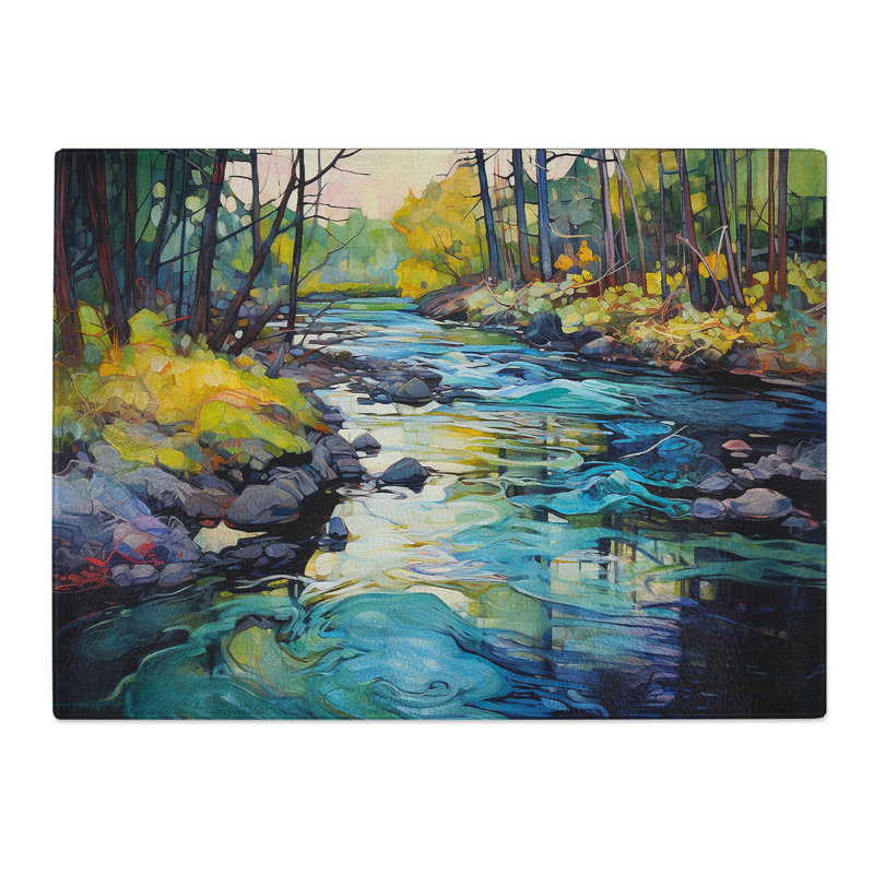 River Expressionism  Glass Chopping Board