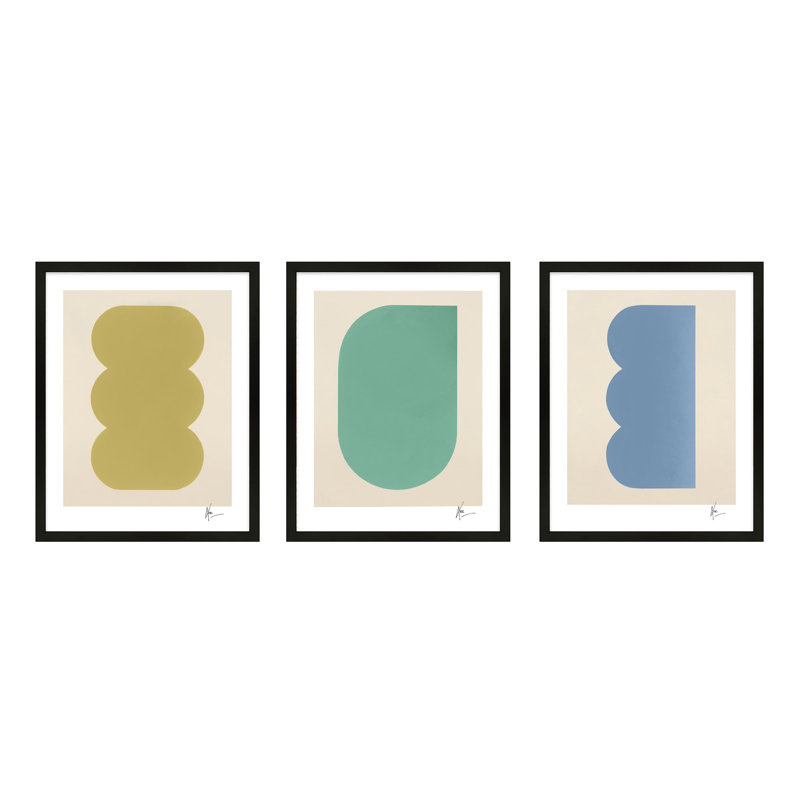 Trou de serrure 4-6. Ensemble de 3 pièces par Lee Lessem - Ensemble de 3 cadres de peinture, Cadre noir