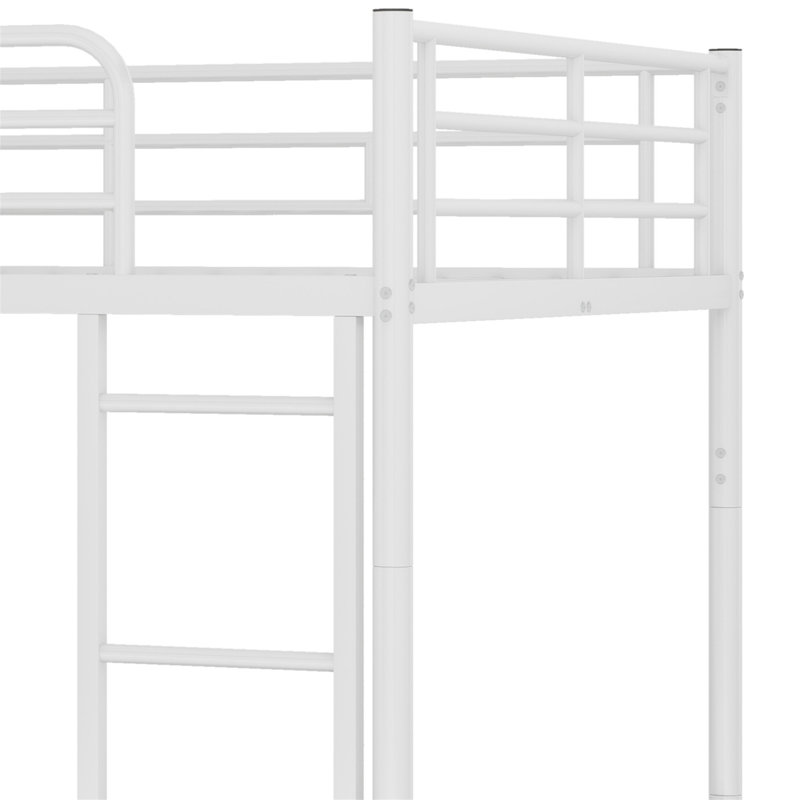 Metal Bunk Bed With Trundle, White