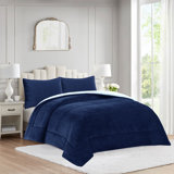 3-Piece Micromink Sherpa Comforter Set–Soft Fluffy Plush Comforter with 2 Pillowcases