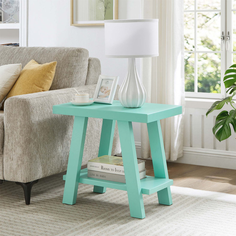 Table d'appoint à tablette contemporaine en bois Athènes sarcelle, alliant charme rustique et fonctionnalité moderne avec bois manufacturé durable