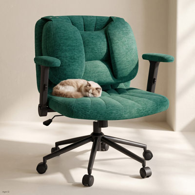 Chenille Swivel Office Chair with Adjustable Seat Height and Removable Flipable Cushion