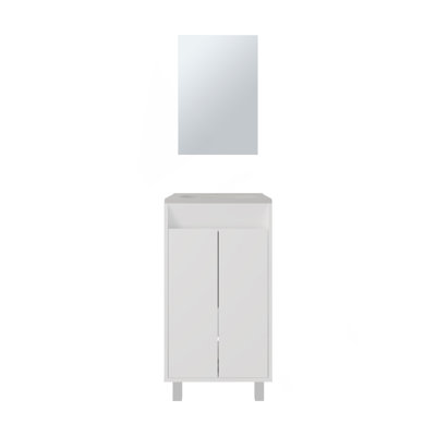 Armoire de salle de bain à miroir Brady, une porte, deux tablettes, blanc