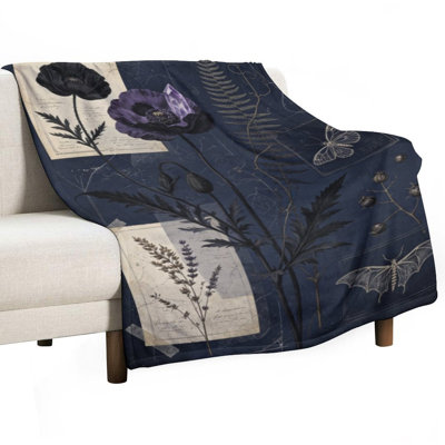 Jeté en flanelle rétro de style botanique rétro (5), couverture douce et chaude pour le canapé-lit du salon