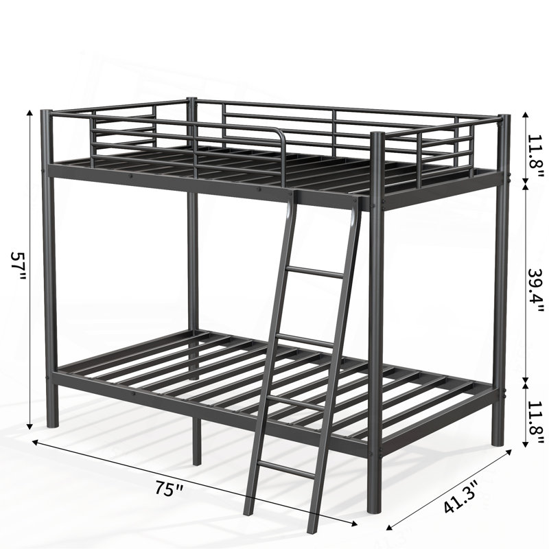 Metal Bunk Bed, Twin Over Twin Size, Twin Over Twin