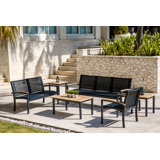 Tribeca Outdoor 6 - Piece Teak Aluminum Lounge Set