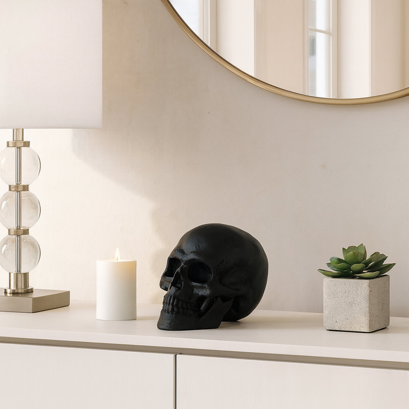 Jamyle 6" H Metal Skull Figurine Decorative Accent
