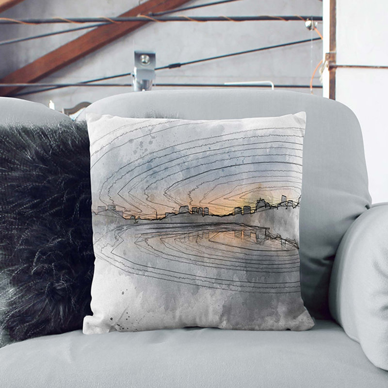 Abstract Square Cushion, Black, 55cm H x 55cm W x 20cm D