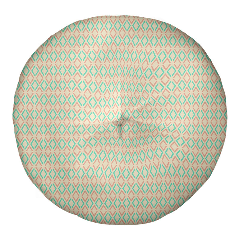 Coussin Katelyn Elizabeth, 30 po x 30 po, Bleu sarcelle; orange, Circulaire