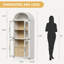 Arched Bookshelf with Doors and Drawers, 71.65” Tall Farmhouse Display Cabinet-2004230364
