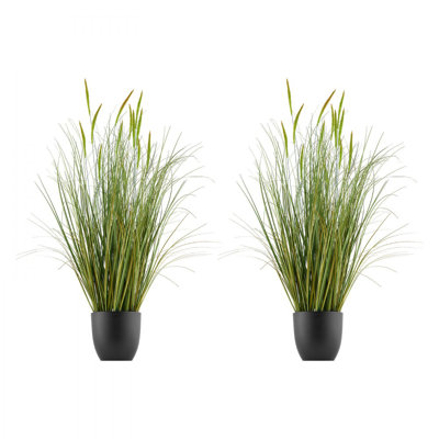 Herbe artificielle, herbe à quenouilles en pot 35 pouces, plante artificielle en PVC artificiel de qualité supérieure pour la décoration intérieure, le jardin, la pendaison de crémaillère