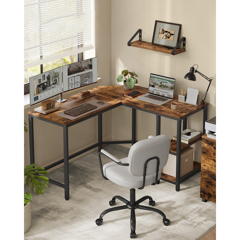 L-Shaped Metal Base Computer Desk