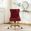 Chaise de bureau moderne avec revêtement en velours rouge vin, boutons tirés à la main, garniture cloutée, grande base en métal fabriquée de coussins à rebond élevé pour plus de stabilité, couleur