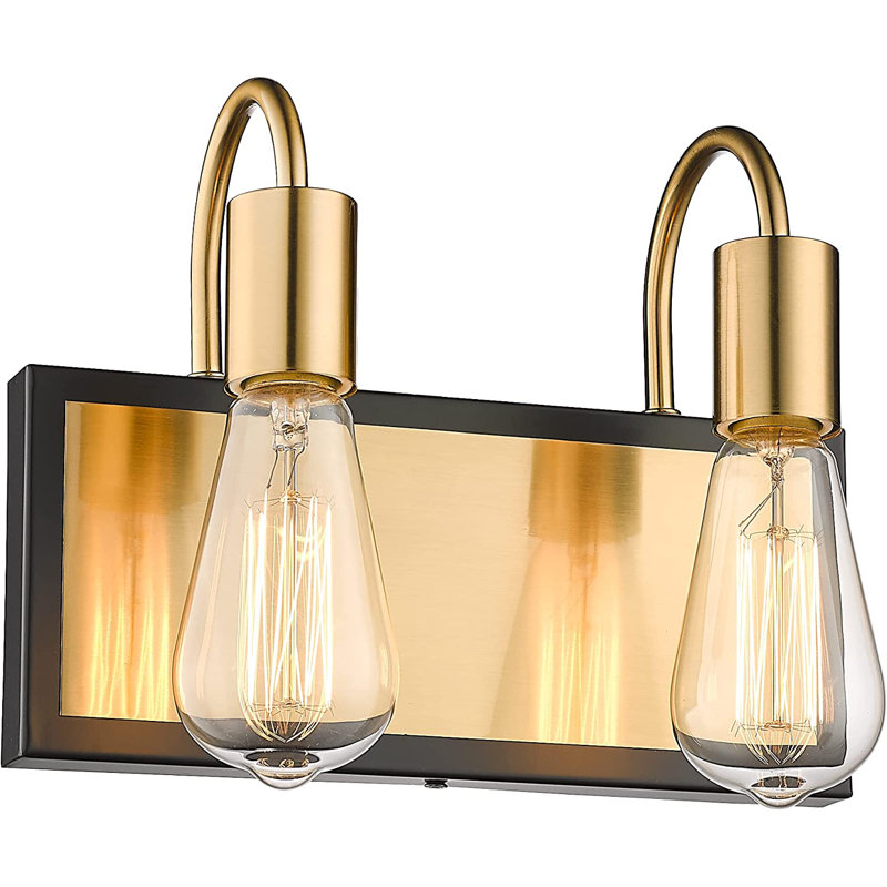 2 - Light Dimmable Vanity Light, Gold/Black
