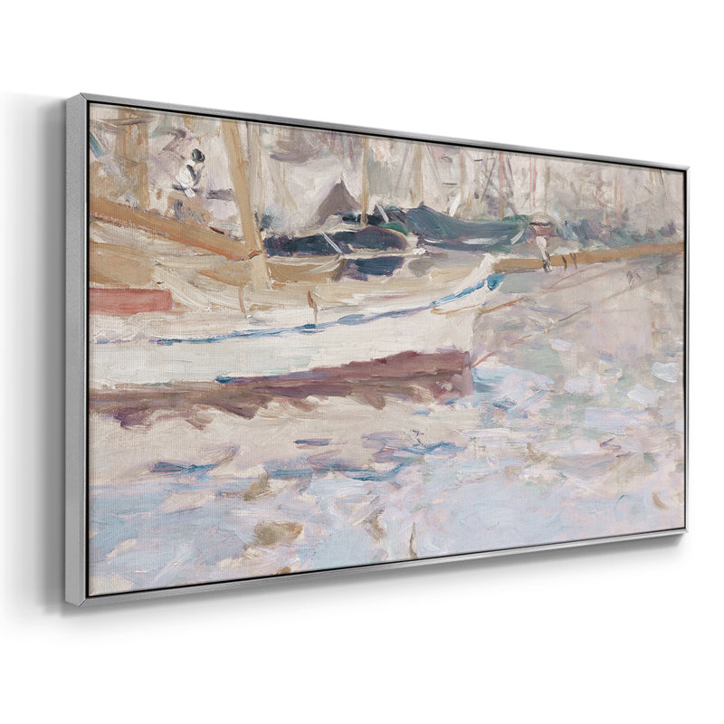 Série nautique-CECLI- Toile tendue avec châssis tendue, prête à être accrochée, H 25 po x l 49 po, Argent argent