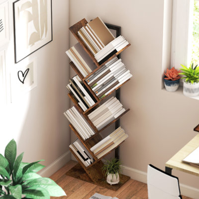 HOMCOM Tree Bookshelf Industrial Bookcase Steel Frame