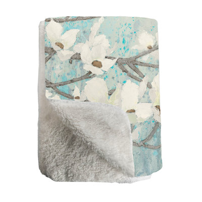 Dogwood Blossoms Sherpa Throw
