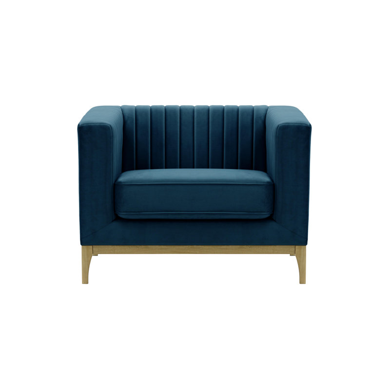 Bullis Velvet Armchair, Wax Black, Azur blue