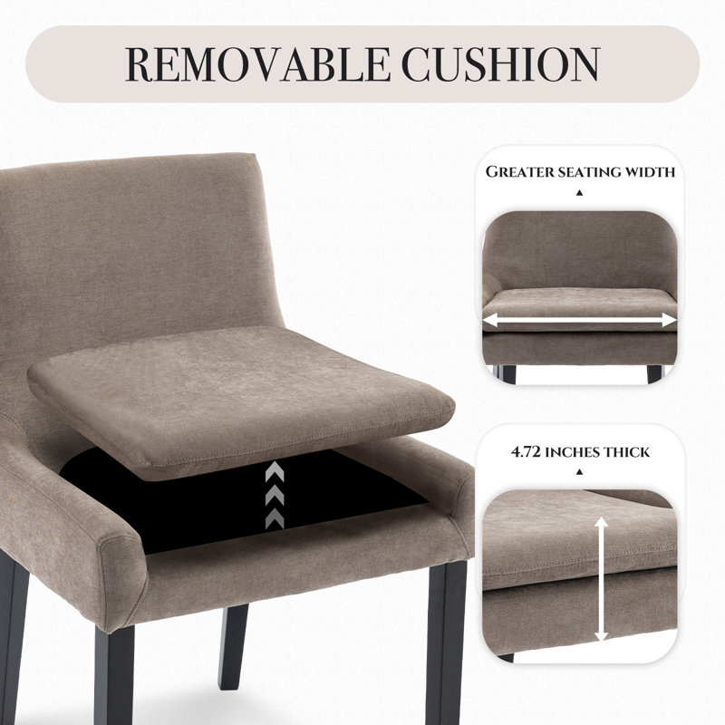 Chaise d'appoint rembourrée en velours côtelé Demarrion, Tissu chameau