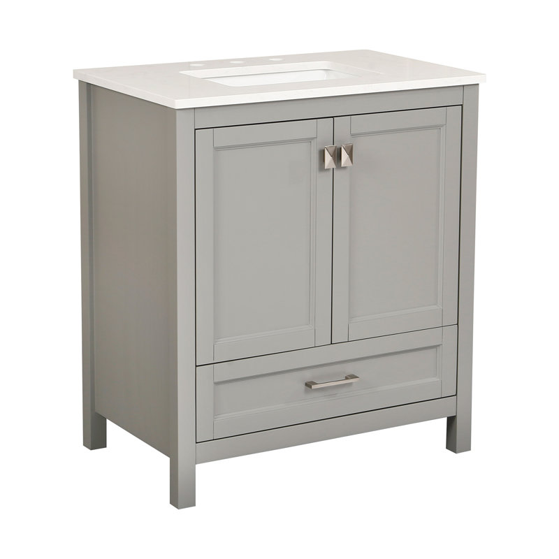 Meuble-lavabo autoportant de 30 po avec lavabo, Gris
