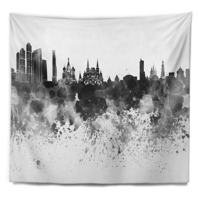 Tapisserie de skyline de moscou Cityscape, H 32 po x l 39 po