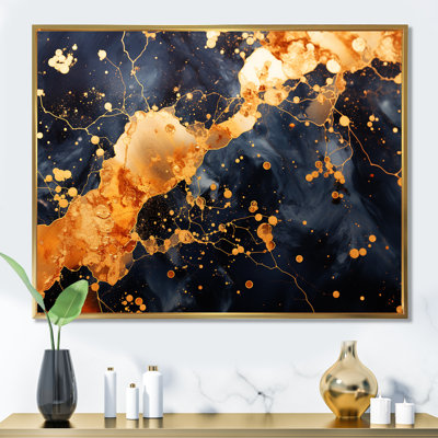 Or et galaxie noire - art mural Tachisme
