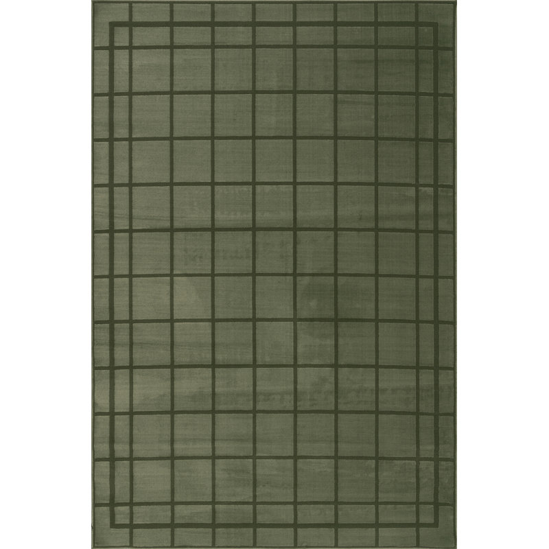  Lunara Textured Checkered Area Rug, Rectangle 9' x 12', Green
