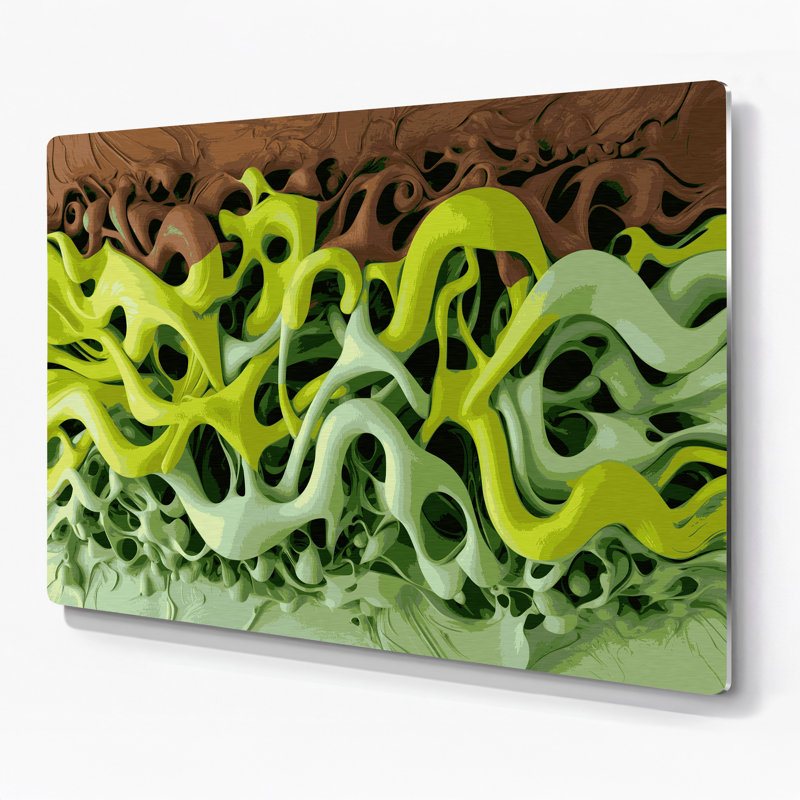 «Biomorphic Abstraction 55», art mural en métal vert, H 11 po x l 14 po