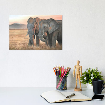 Two Elephants by Richard Macwee - Wrapped Canvas Gallery-Wrapped Canvas Giclée