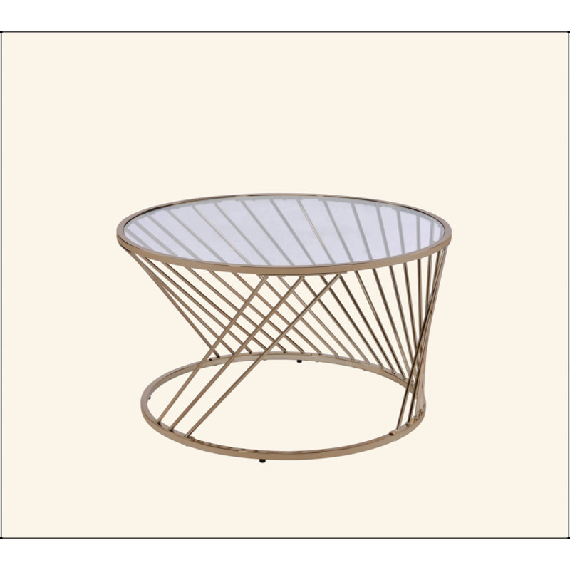 Table basse en verre transparent avec finition champagne Bluelipe