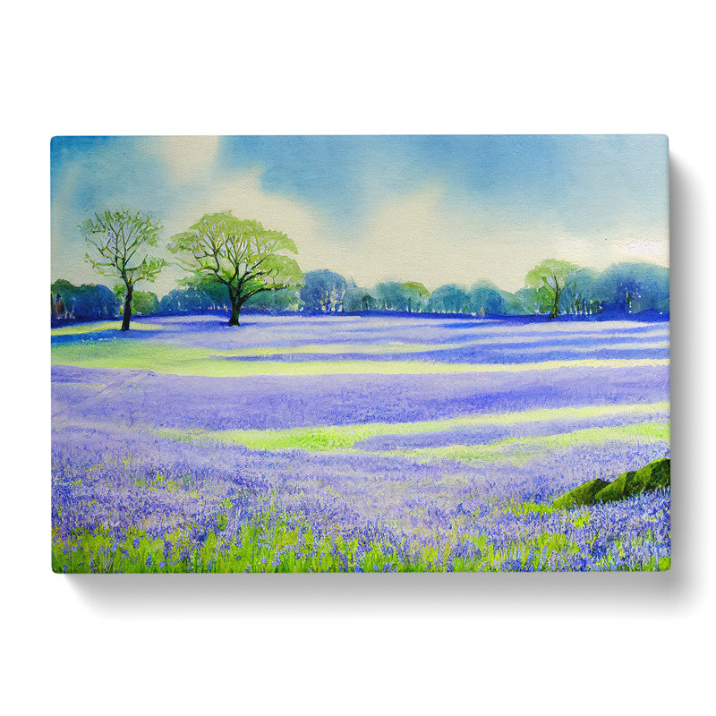 Bluebell Field In Watercolour Vol.6 - Wrapped Canvas, 35cm H x 50cm W x 3cm D