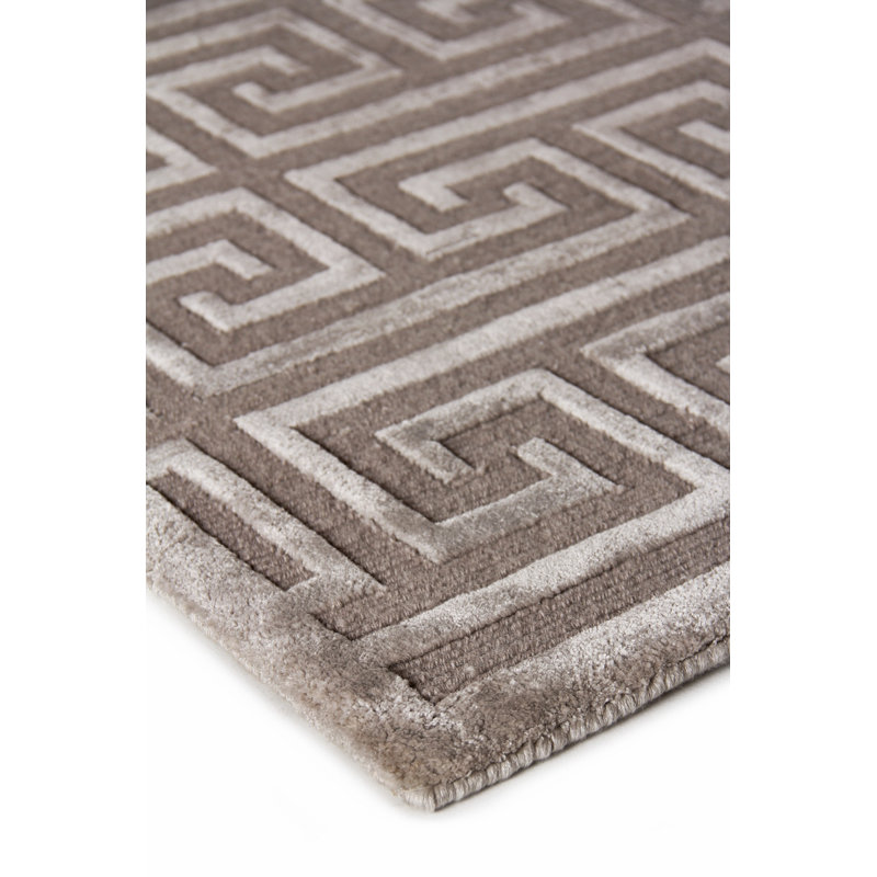 Metro-Velvet Geometric Area Rug in Taupe, Rectangle 8' x 10'