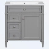Dylnn Freestanding Bathroom Cabinet,30'' Bathroom Vanity with Top Sink with 2 Drawers and a Tip-out Drawer 