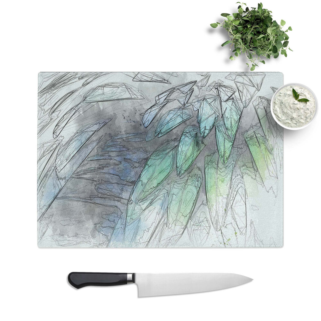 Tempered Glass Parrot Feathers Chopping Board
