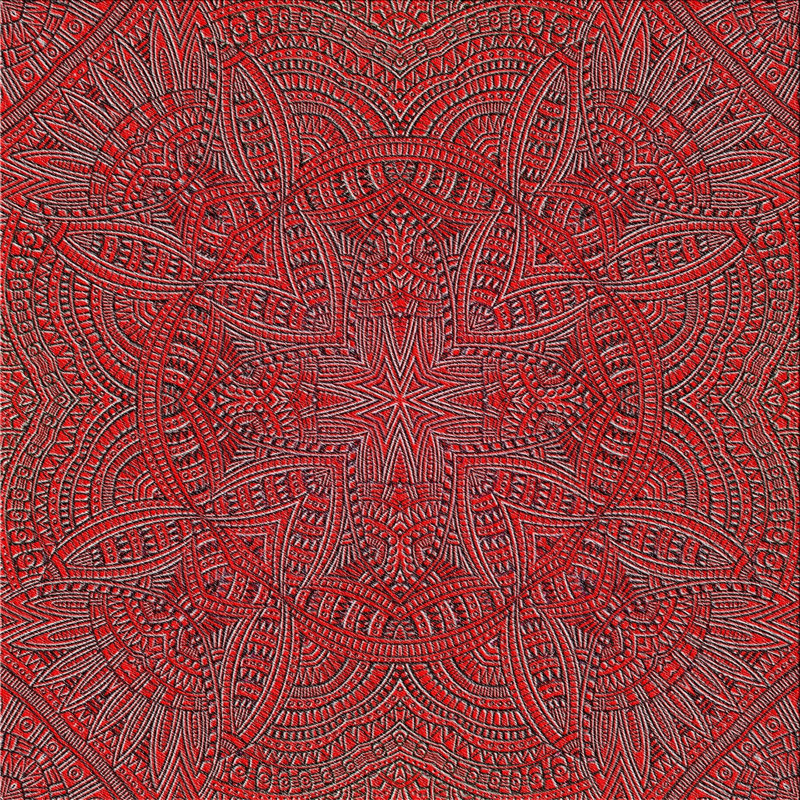 Tapis de zone rouge à motifs Adrastus, Carré 6 pi