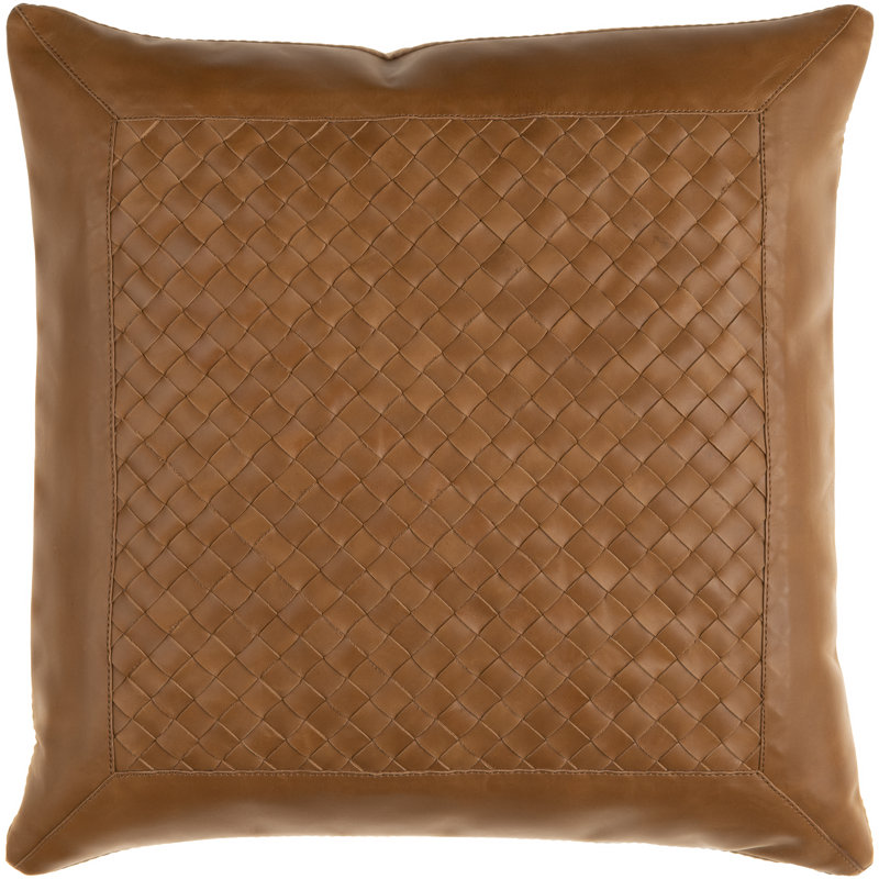 Lawdon 18" Brown Leather Square Kids Pillow
