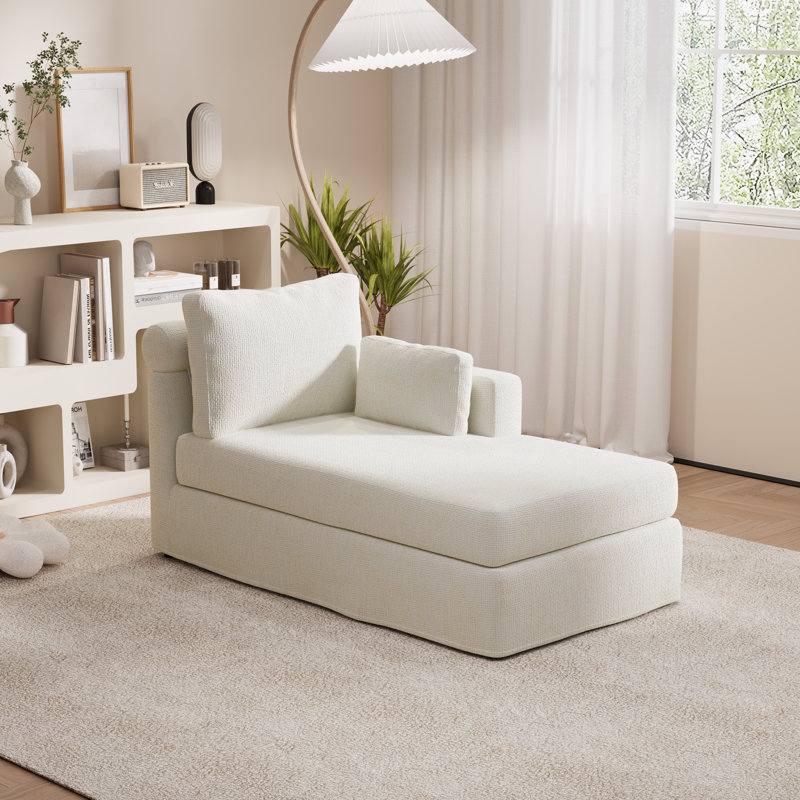 Chaise longue rembourrée 59,8 po, Right Hand Facing, Ivory