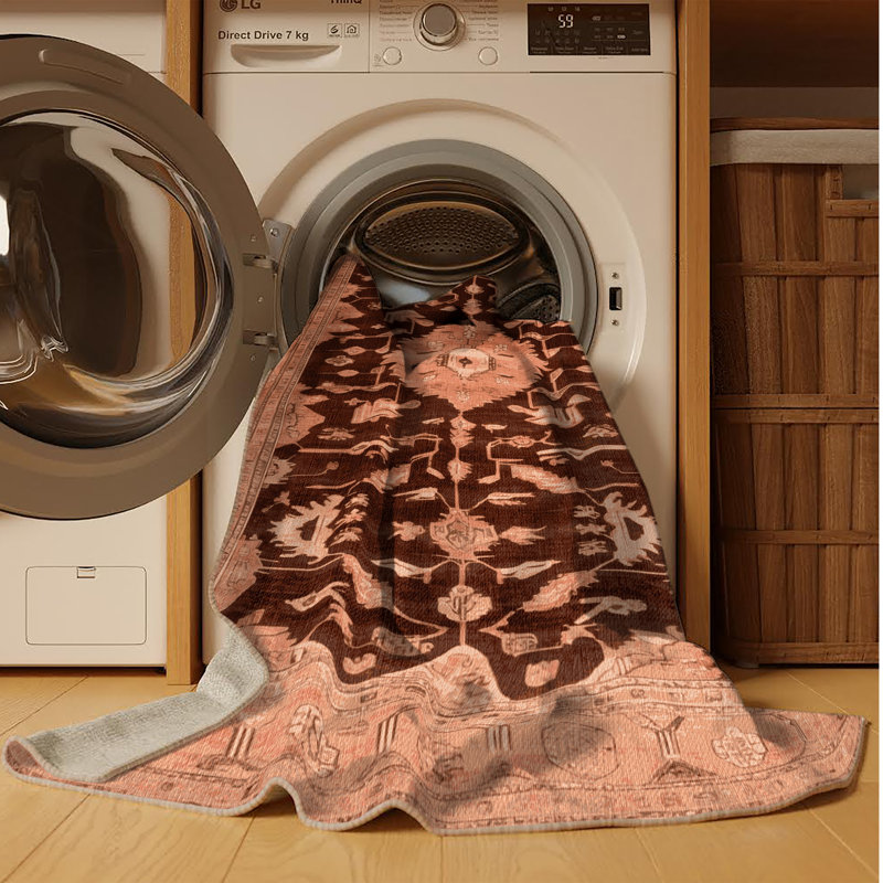 Tapis brun lavable à la machine, Rectangle 8 pi x 10 pi