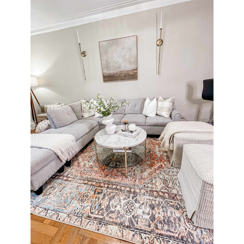 Becky Oriental Machine Washable Brown Area Rug, Rectangle 9'2" x 11'9"