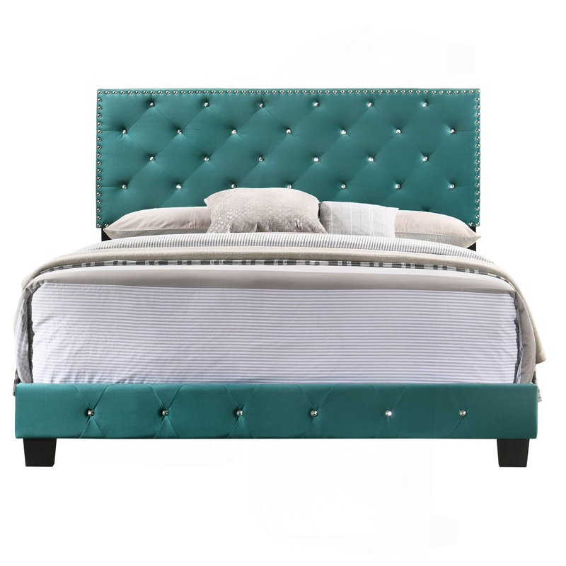 Transitional Full Bed With Timeless Charm, Green