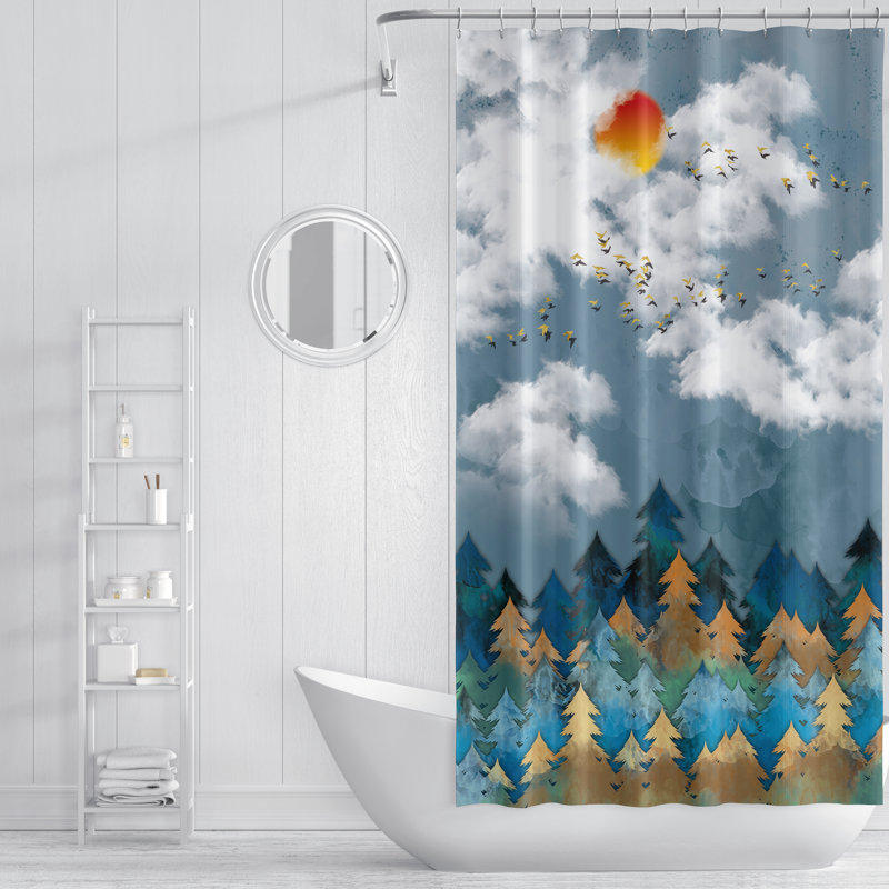Rideau de douche simple + crochets, H 93 po x l 70 po
