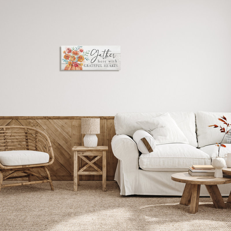 Gather Grateful Hearts Seasonal Harvest, Toile tendue, H 10 po x l 24 po x P 1,5 po