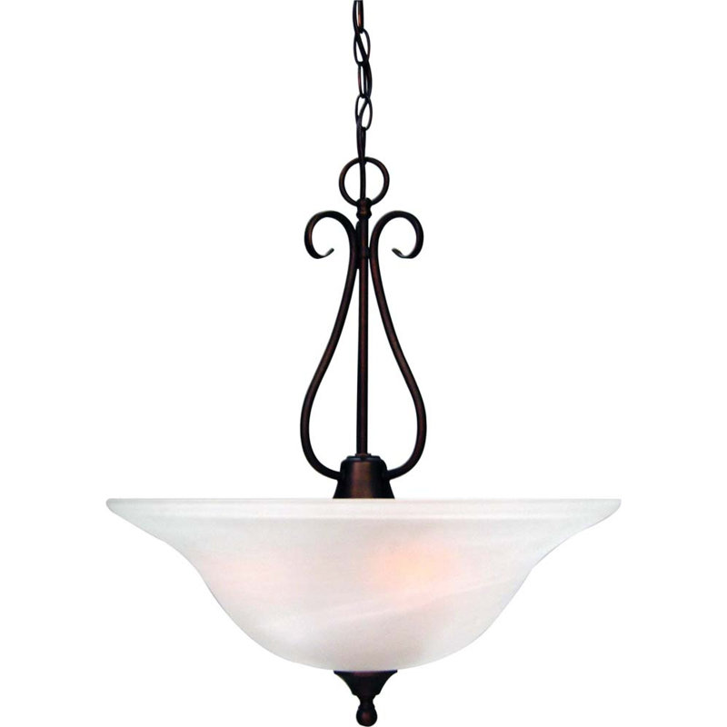 Pitkin 3-Light Indoor Antique Bronze Pendant with Alabaster Glass Bowl Shade, Antique Bronze